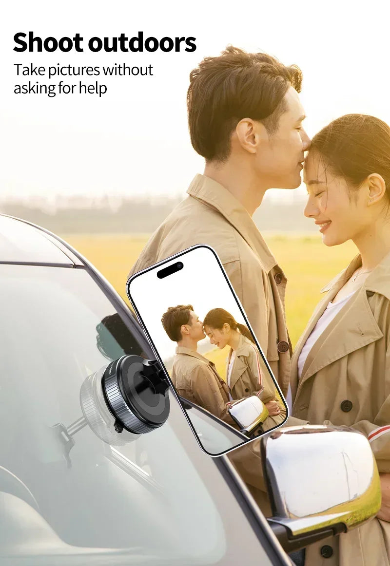 Support Téléphone Voiture Magnétique Pliable 360° — Fixation Ventouse Streaming