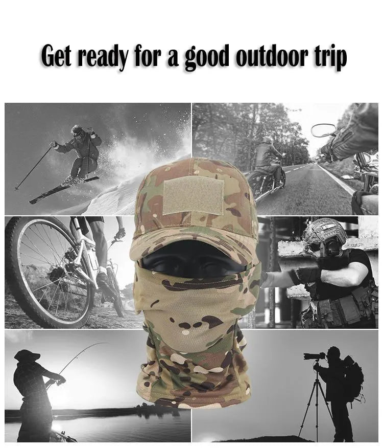 Casquette de baseball tactique camouflage, pour la pêche en plein air, la randonnée, la chasse, les sports, protection solaire, respirante, camouflage, cagoule, demi-masque de ski
