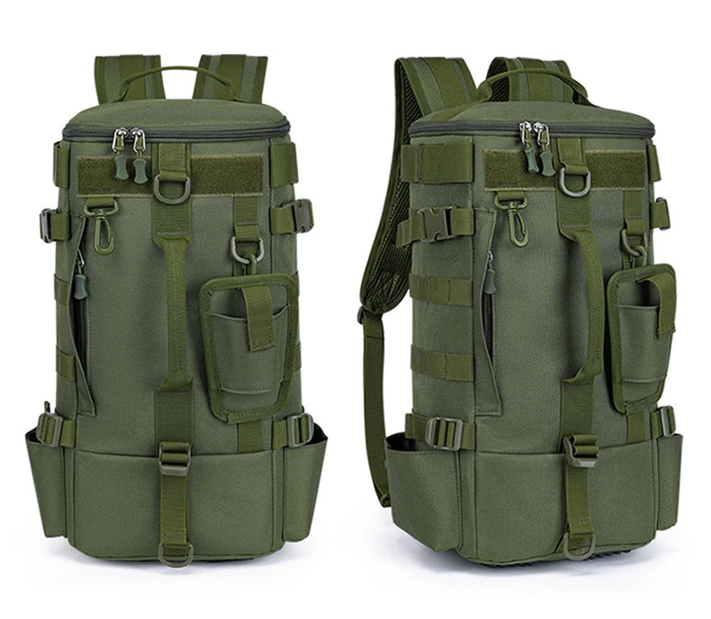 Sac à dos de pêche tactique, sac de matériel avec porte-canne, rangement d'équipement de poisson Molle Camping randonnée sac multifonctionnel en plein air
