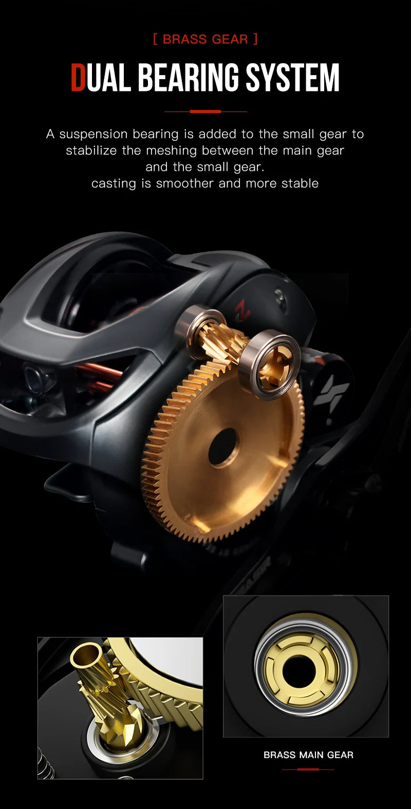 Moulinet Baitcasting SEASIR X2 — Roulement Céramique, Frein N52, 7.3:1
