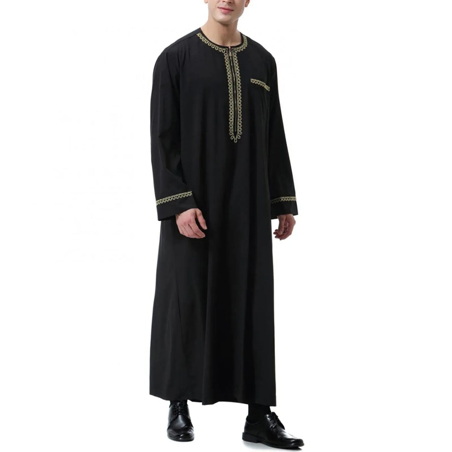 Vêtements musulmans traditionnels pour hommes, chemise musulmane, robe d'aviation, royauté islamique, robe de Dubaï, col rond, manches longues, rétro, adt Abaya