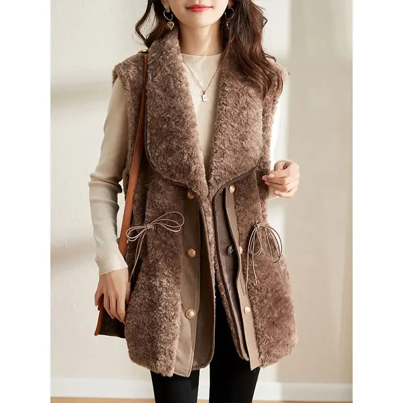 Gilets en peluche d'agneau pour femmes — automne, élégants, nouvelle collection