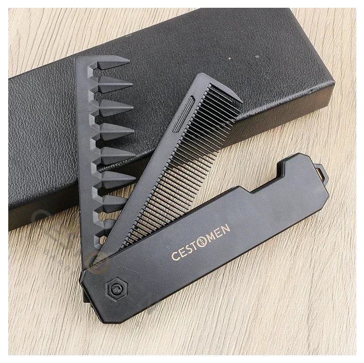 Nouveau 1/2/3 en 1 peignes pliants de poche en plastique à dents larges tête d'huile peigne barbe peignage barbier tondeuse peigne Salon outils de coiffure