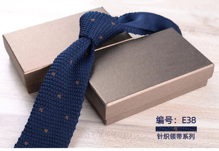 Corbatas de punto retro con rayas para hombres, estilo británico informal, formal de negocios, azul marino, rojo, marrón, corbatas hechas a mano, corbatín para esmoquin