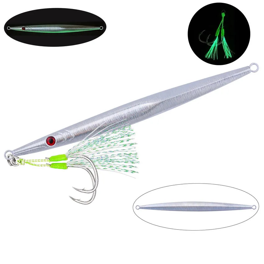 1PC Leurre de pêche à la jigging en métal, appât dur à descente rapide, 60/80/100/200/250/300G, lancer en eau salée, rivage, pour thon, bar
