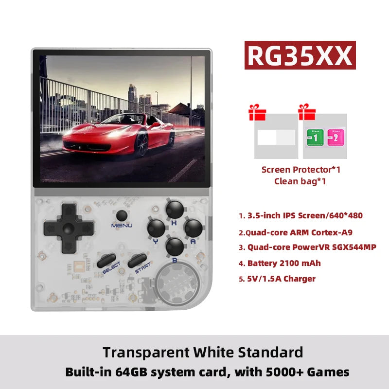 Console de jeu rétro portable — écran IPS 3,5", Linux, WiFi, Bluetooth, HDMI, 5000+ jeux, 64 Go