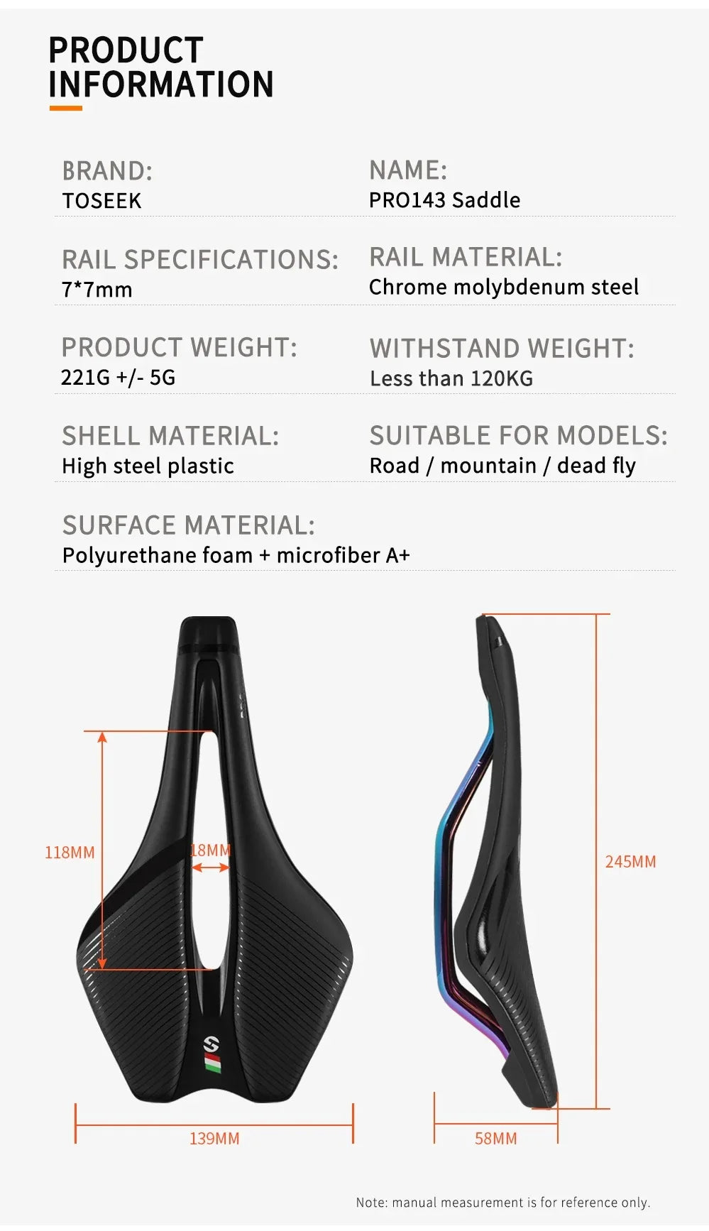 Selle de vélo de route TOSEEK MTB, EVA + cuir en super fibre, design ergonomique, large et confortable, long trajet, ultra-légère, siège creux TT
