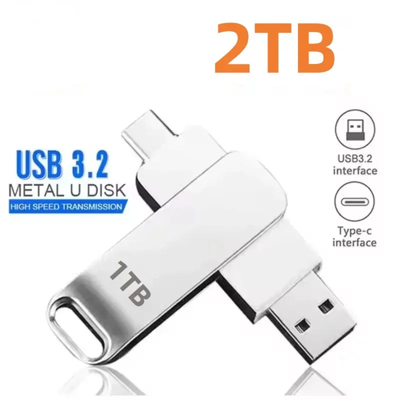 DIXSG pour Xiaomi, clés USB 3.2 de 16 To, disque U de 2 To, clé USB métallique haute vitesse, étanche, type C, mémoire USB, clés USB