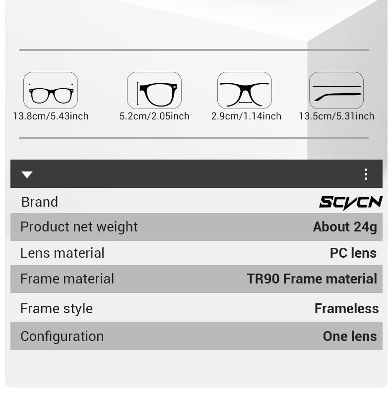 Lunettes de cyclisme photochromiques SCVCN pour hommes et femmes, lunettes de vélo de route et de VTT, lunettes de randonnée décontractées, coupe-vent