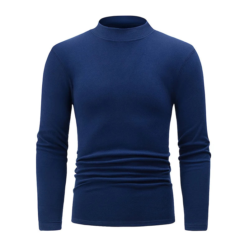 Haut Col Semi-Haut Manches Longues Homme — Sport Fitness Chaud Automne Hiver