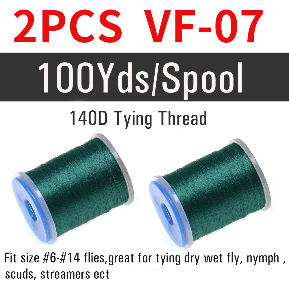 2 pièces de fil à nouer pour la pêche à la mouche 140D # 6~ # 14 Nymphes sèches et humides, Matériel de montage de mouches streamer, Fil, Fixateur de bobine, Outil de montage de mouches