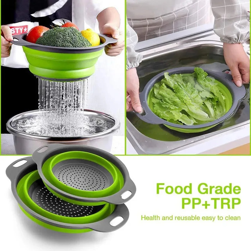 Panier de vidange pliant en Silicone, panier de lavage de fruits et légumes, passoire pliable, égouttoir pliable, outil de rangement de cuisine