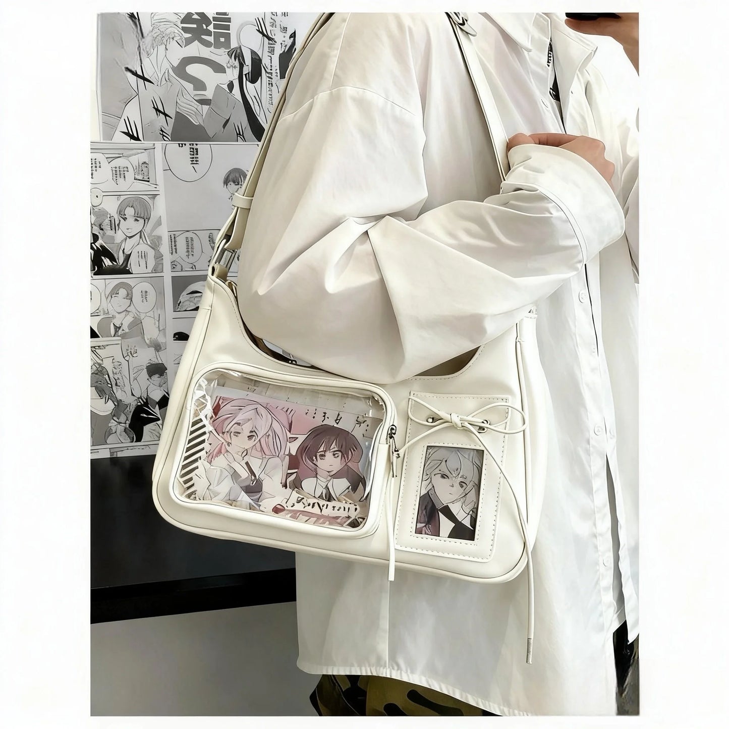 Y2K Harajuku Shoulder Bag Women Korean Transparent Ita Bag School Crossbody Bag Japanese Designer Preppy Handbag Purse
