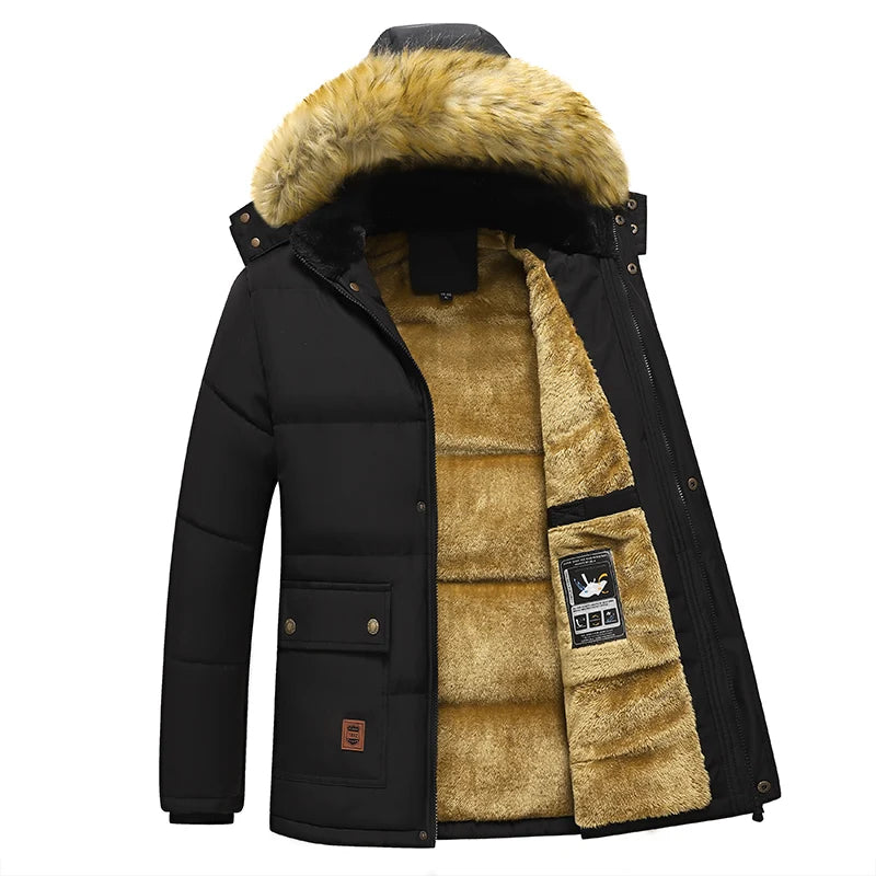 Hommes hiver nouveau coupe-vent polaire chaud épais veste Parkas manteau hommes mode à capuche col de fourrure veste classique décontracté Parka hommes