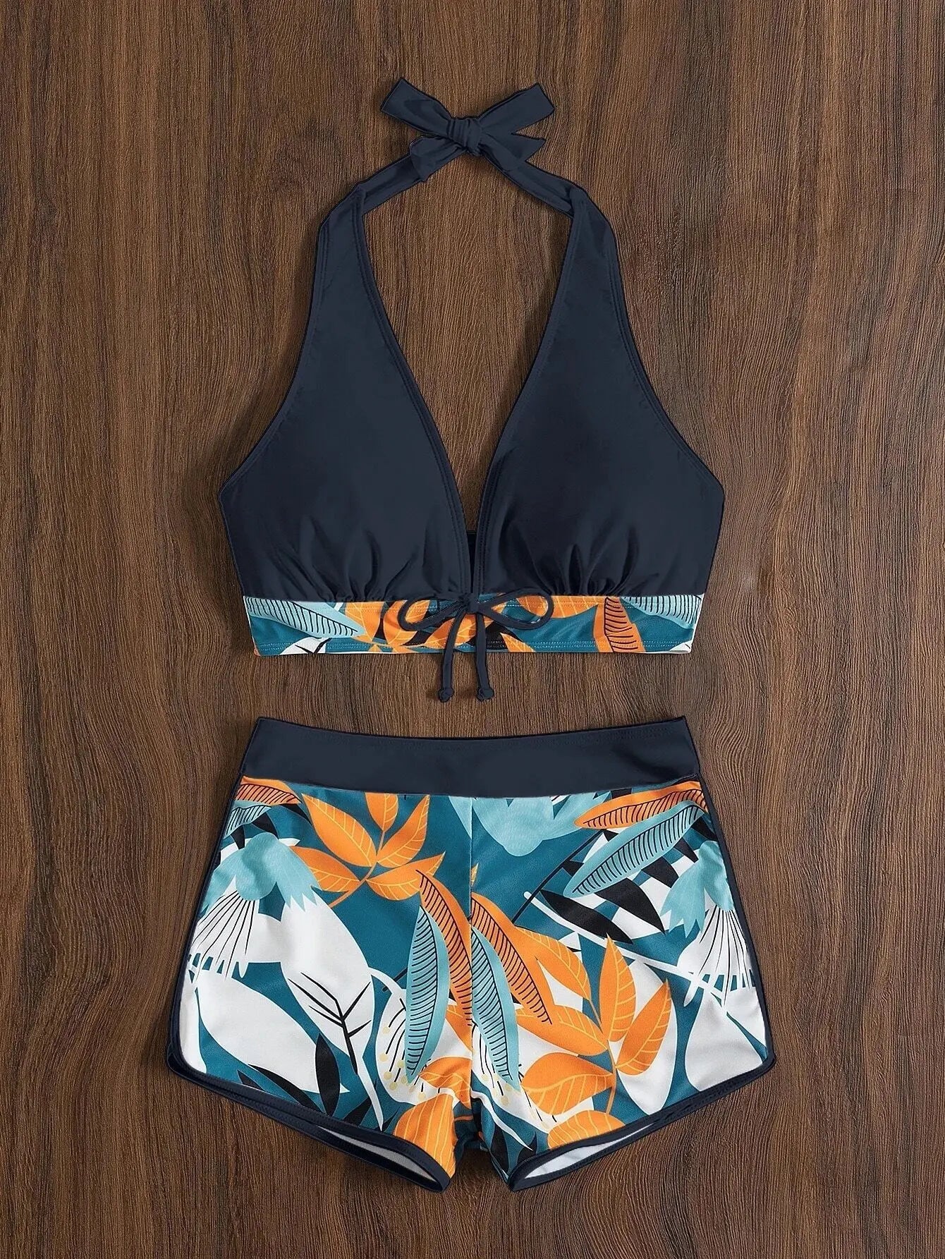 Ensemble de bikini halter 2026, maillot de bain court pour femme, maillot de bain taille haute imprimé, tenue de plage