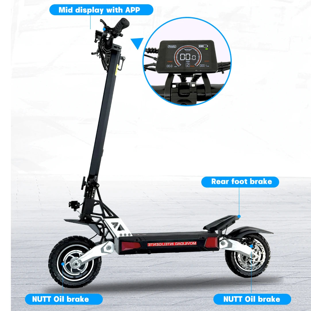 Adult All-Terrain Aluminum Alloy Scooter, Foldable Electric Scooter with Dual Suspension, 52V, 30ah, EU/US/UK Warehouse