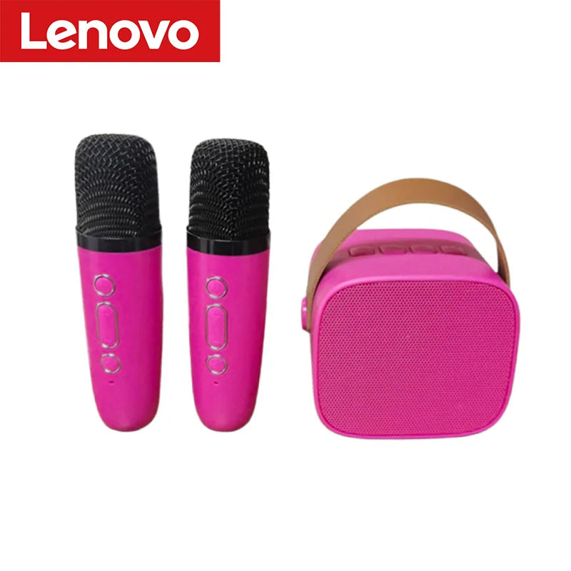 Altavoz Bluetooth inalámbrico Lenovo K1 con 2 micrófonos, máquina de karaoke con luz respiratoria para cantar en familia, regalos para niños