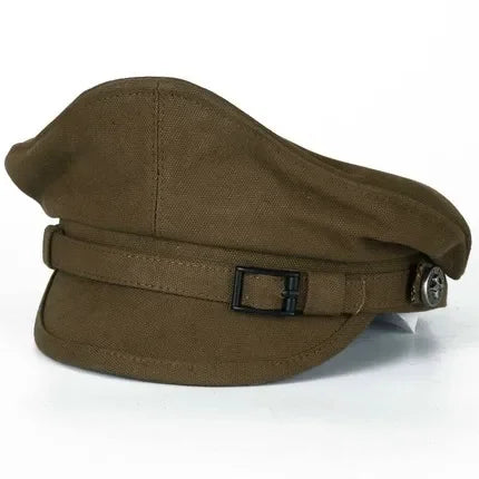 Gorra marinera retro con visera para hombres y mujeres, sombrero militar de lona para primavera, cinturón de águila gris, gorra de locomotora, 2024