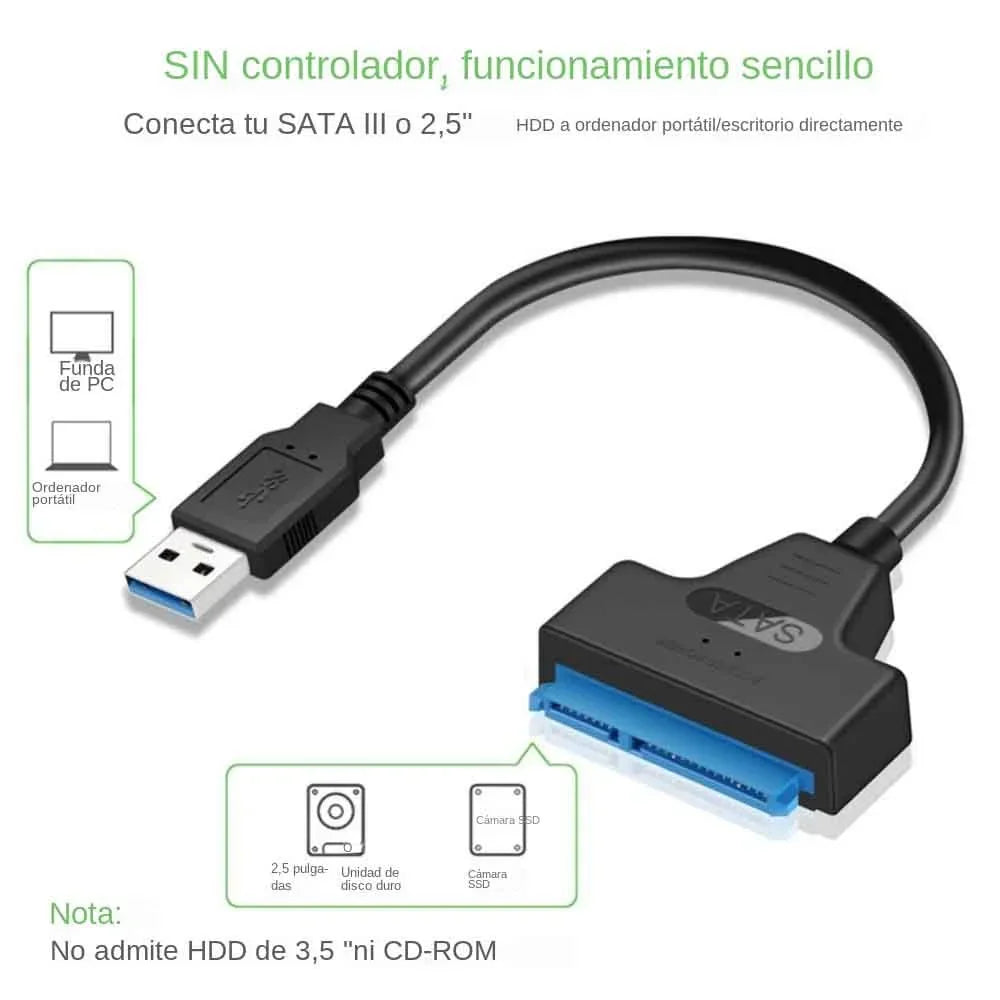 SATA to USB 3.0/2.0 Cable up to 6Gbps for 2.5-inch External SSD Hard Drive, SATA 3 22-pin Adapter, USB 3.0 to SATA III Cord