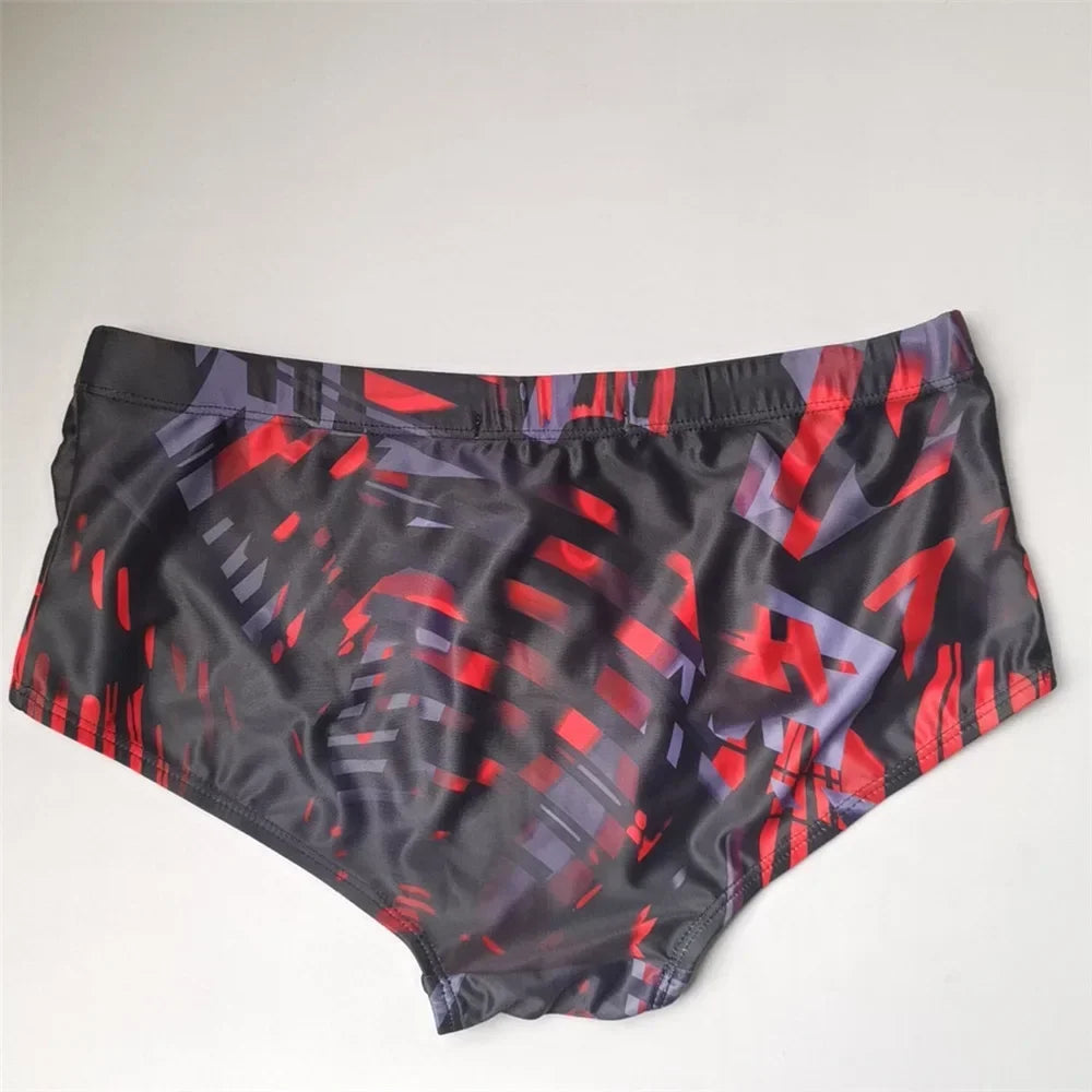 Hommes maillots de bain brésilien coupe traditionnelle maillots de bain bain Bikini Surf Boxer slips conseil Shorts troncs noir et rouge Sunga