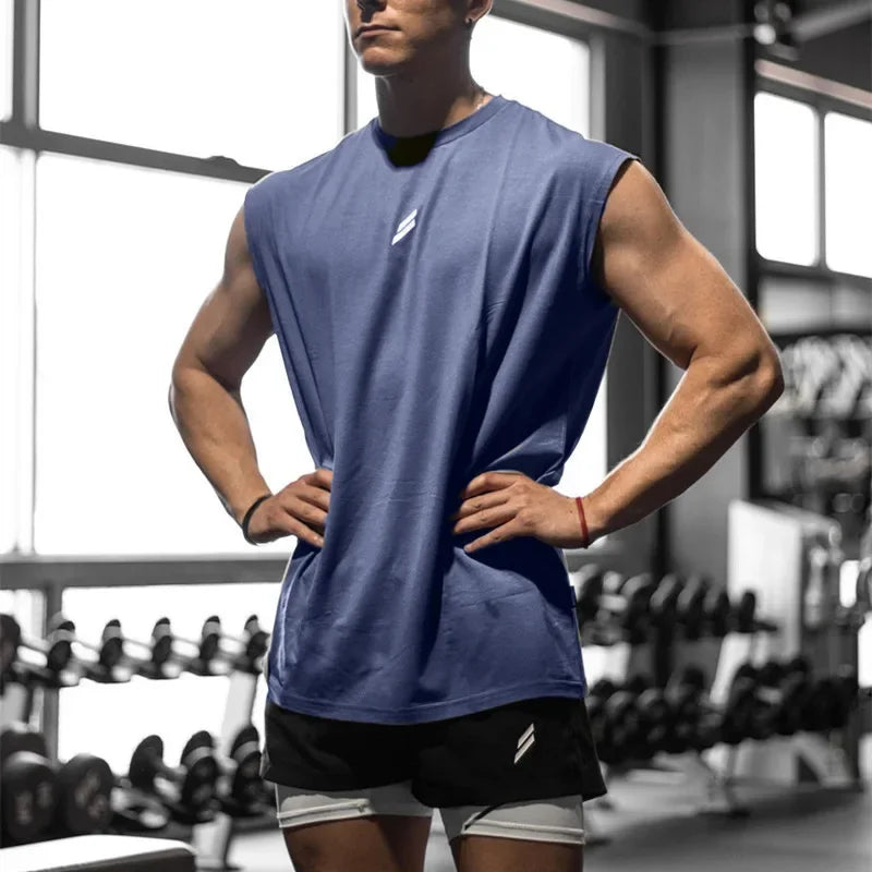 Men's Sleeveless T-shirt, Quick Dry, Fitness, Bodybuilding, Fashion, Basketball Vest, Breathable Mesh, Men's Summer Gym Tank Top