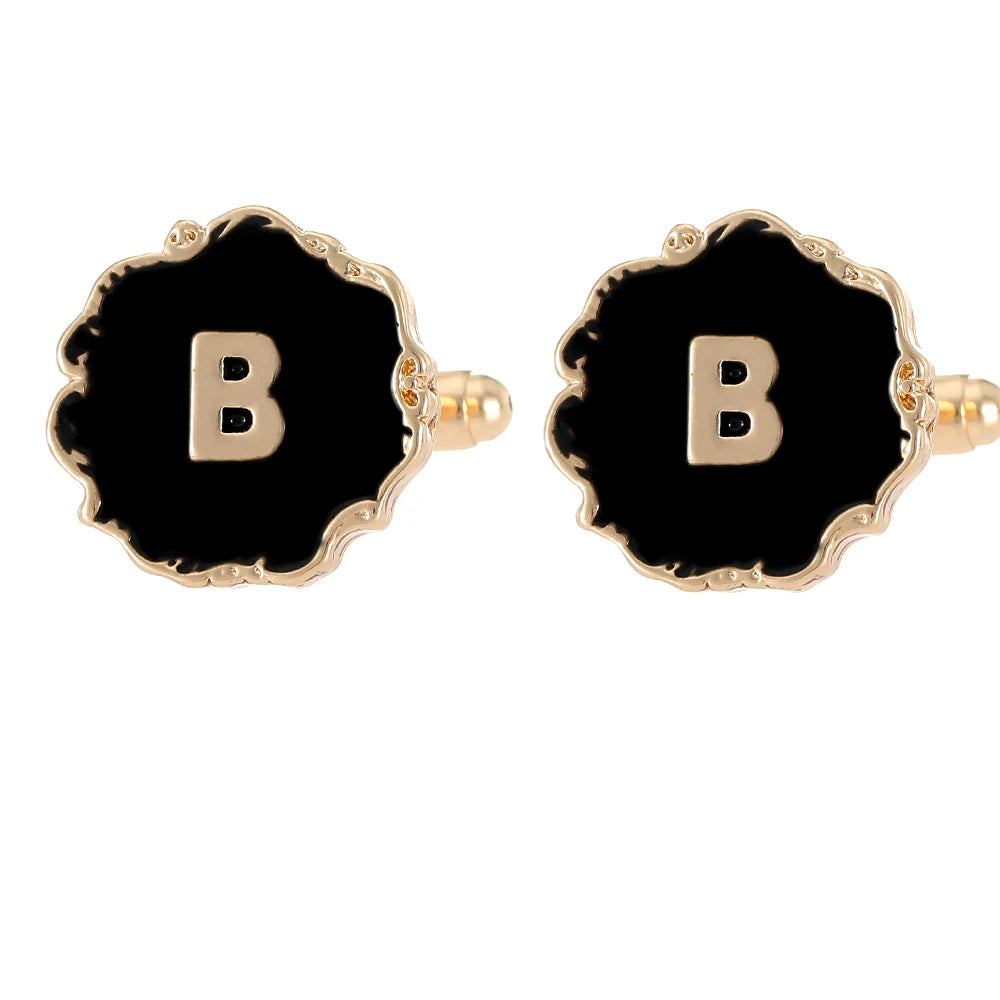 Gemelos clásicos para hombre, 26 letras iniciales del alfabeto, A B C D E F G H I J K L M N O P Q R S T U, botón de manga V W X Y Z