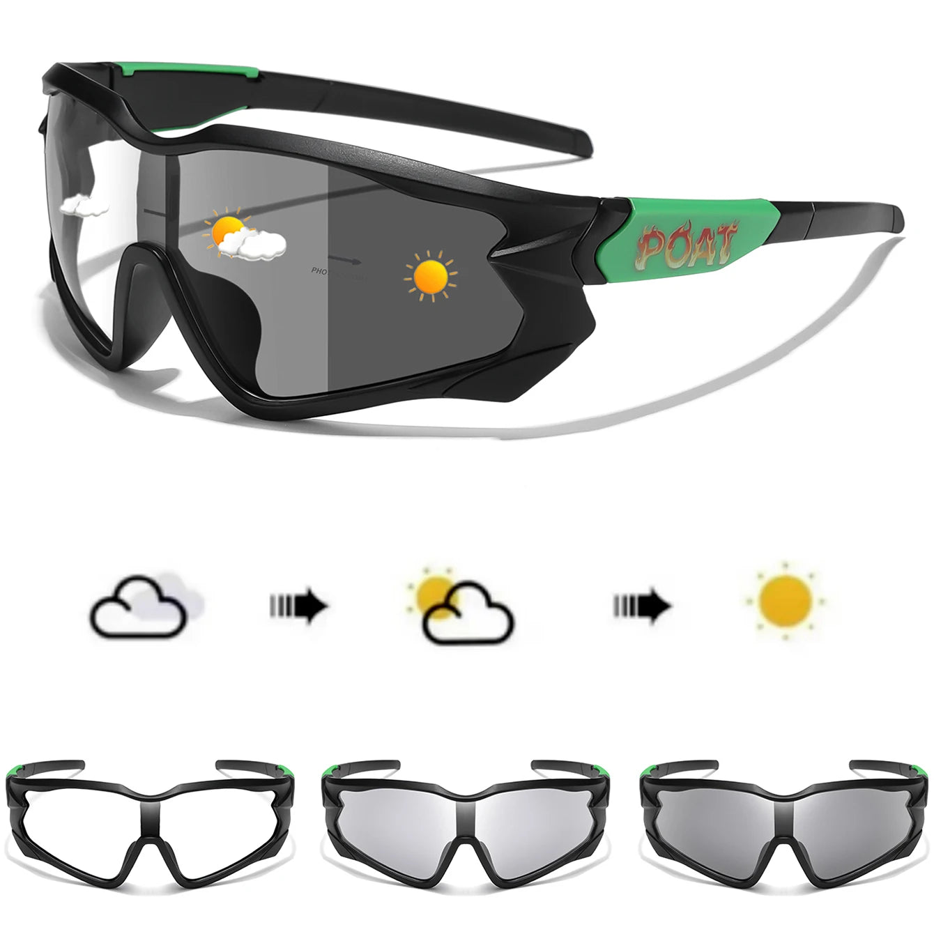 POAT tout nouveau Style lunettes de soleil photochromiques sport hommes femmes vtt vélo lunettes de vélo cyclisme pêche lunettes de course