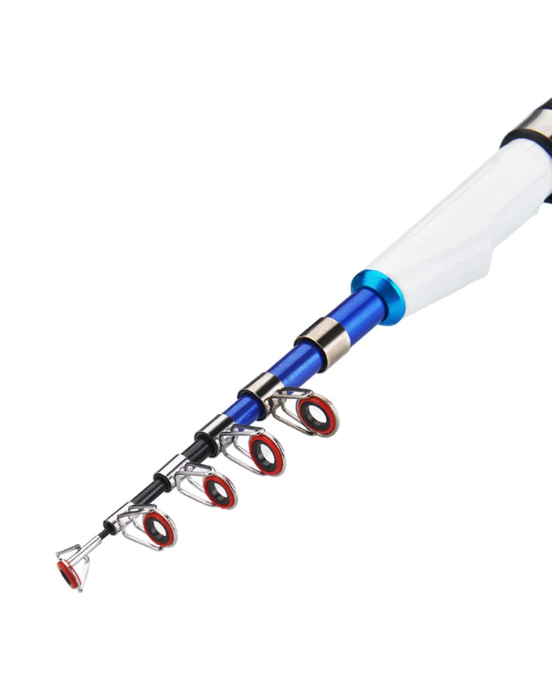 DEUKIO – Mini canne à pêche combinée avec canne à pêche télescopique courte et moulinet Spinning, ensemble de poteaux de voyage pour enfants débutants