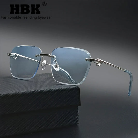 HBK New Frameless Sunglasses Men Gradient Sunglasses Women Retro Business Shopping UV400 Lunette De Soleil Homme