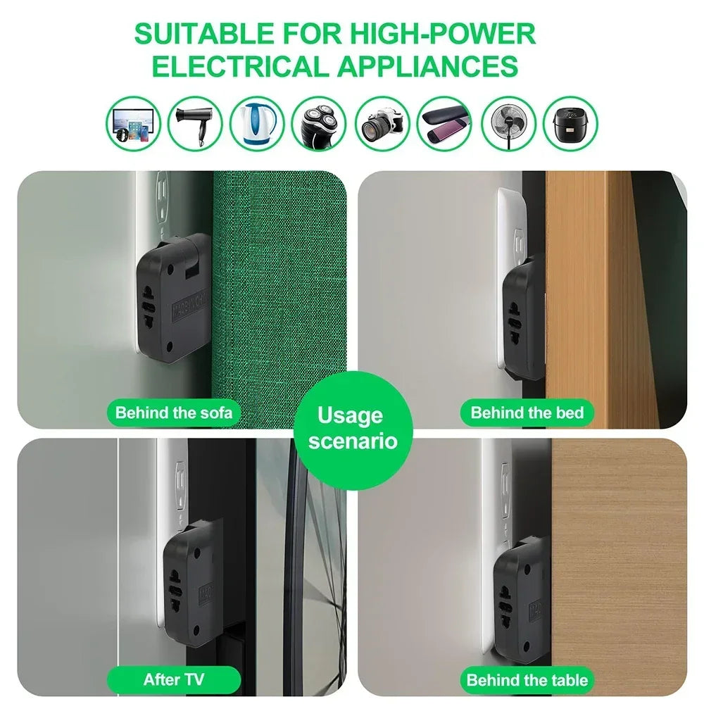 Convertidor de enchufe de la UE 4 en 1 de 180° Enchufe giratorio para carga de teléfono móvil, 2 USB y 2 tomas de corriente CA universales, adaptador de corriente