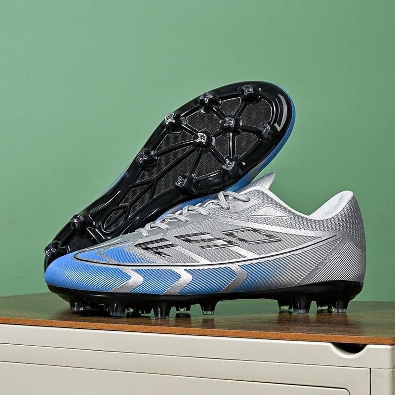 qztzx Chaussures de Football FG Homme Cuir Verni Montantes Ultra-légères — Professionnel & Match EU 32–48