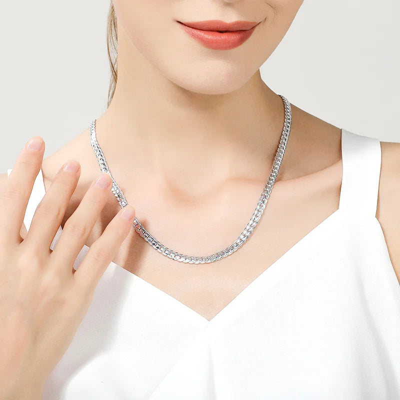 18K Gold/Silver Necklace for Men and Women, Fashionable Engagement and Wedding Jewelry, 6mm Side, 8/18/20/24 Inches
