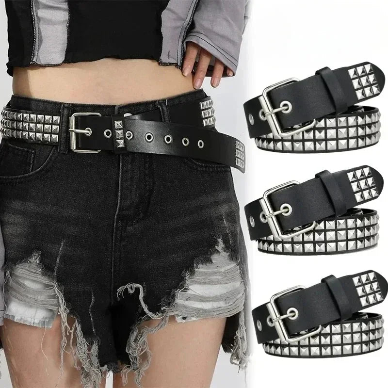 Trendy Rivet Heavy Metal Belt Men Women Punk Nightclub Rock Style Belt Jeans Belt Y2K Belt Fashion Decoration Women Belt
