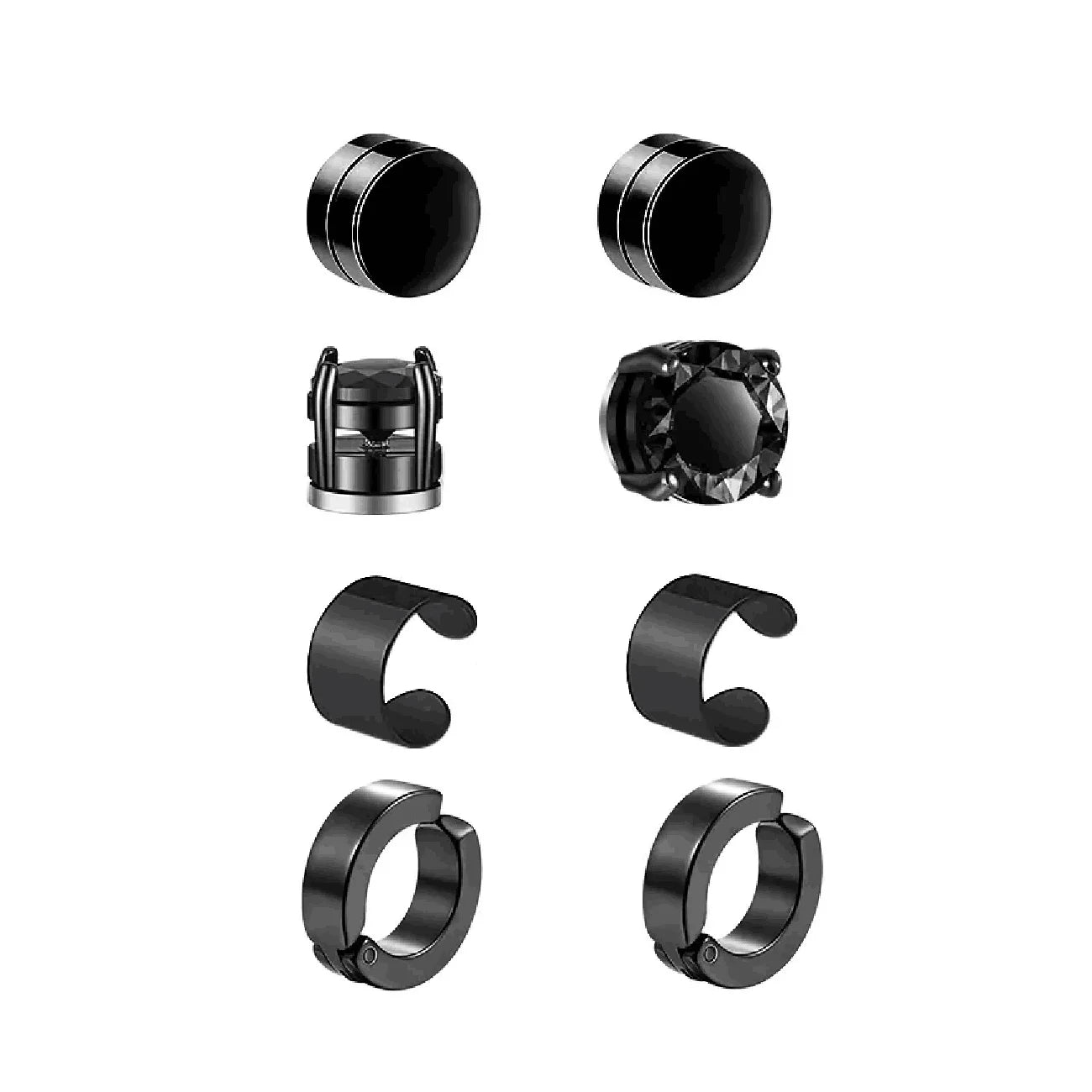Ensemble de faux boucles d'oreilles en acier inoxydable pour hommes, 1 à 10 paires, à la mode, avec trou d'oreille, aimant gratuit, zircon