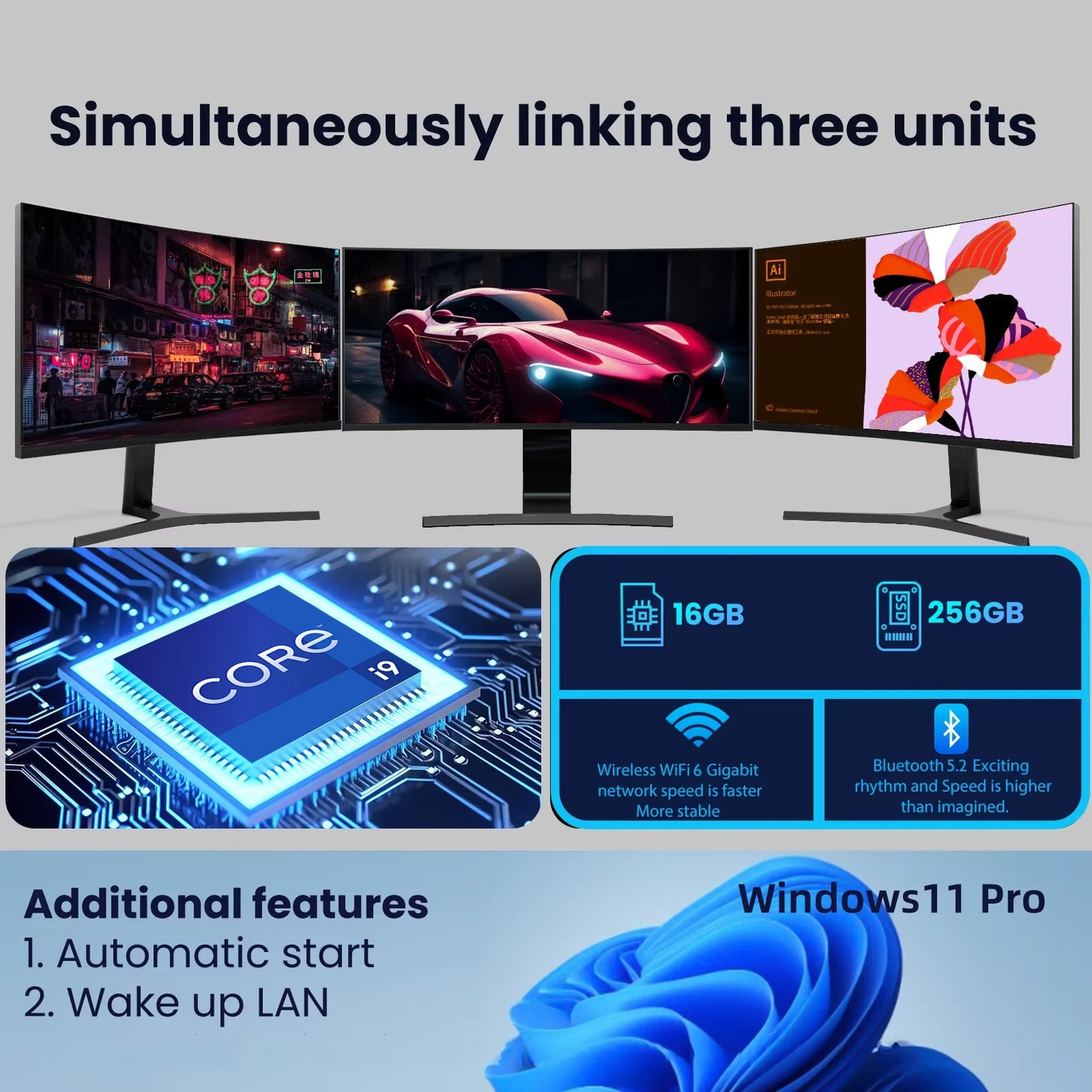 Mini PC 2026 Windows 11 Pro Intel I9-10980HK/N150 32 Go DDR4 1 To SSD Ordinateur Gamer Double Wi-Fi 6 BT5.2 4K HD pour Gaming