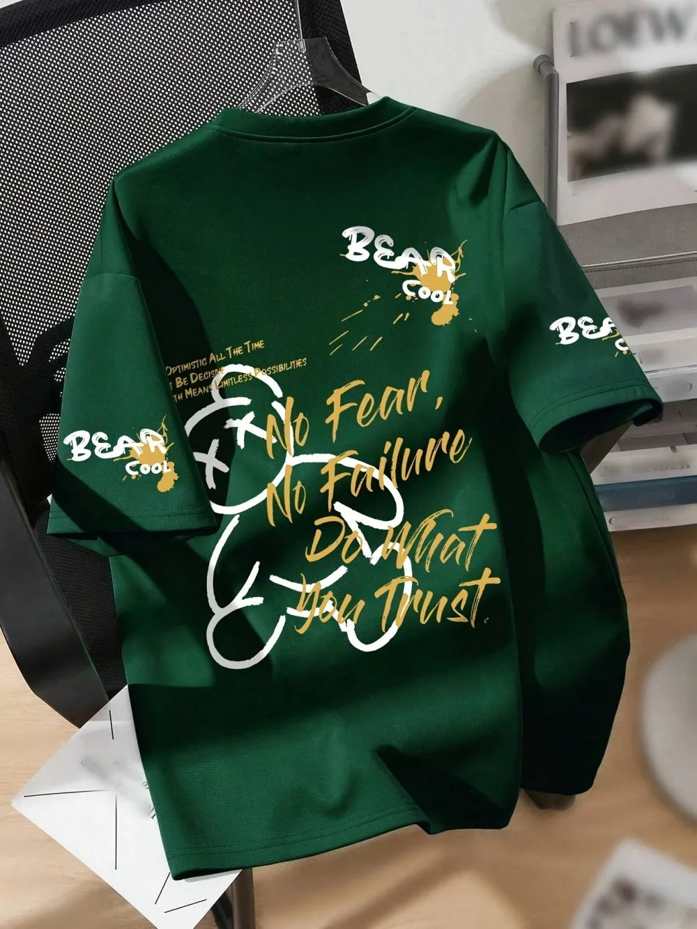 T-Shirt Ours Dessin Animé Homme — Respirant Cadeau Quotidien & Week-End