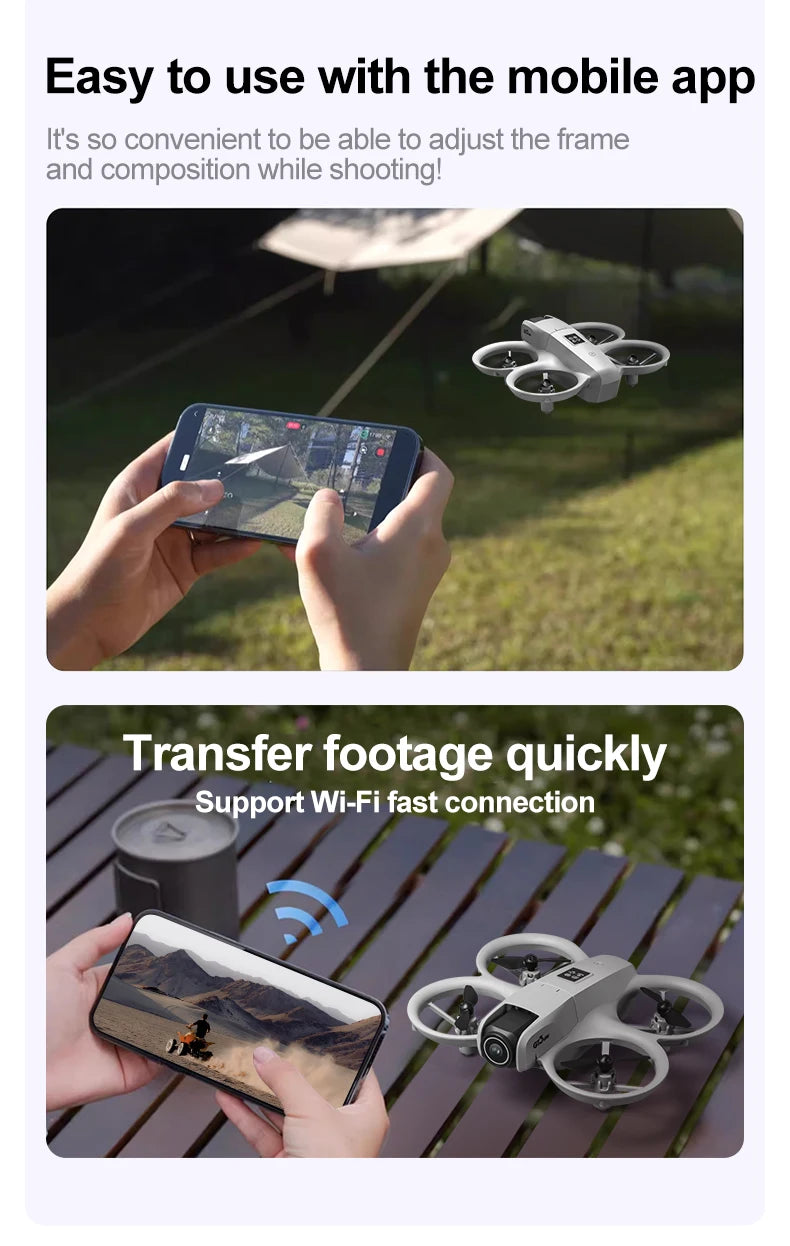 Drone 8K HD grand écran — positionnement flux optique, moteur brushless, évitement intelligent d'obstacles