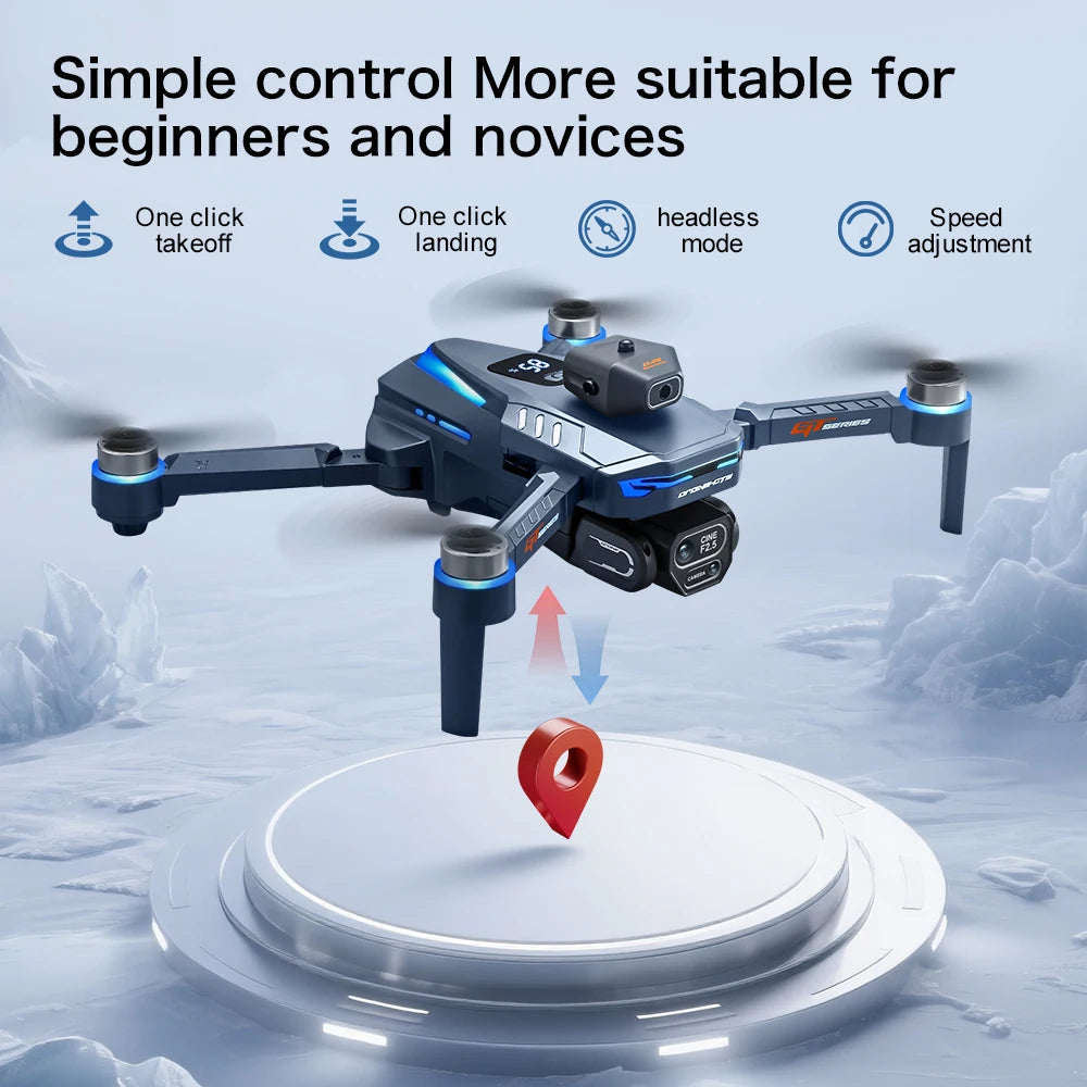 Drone GPS 8K professionnel — double caméra, moteur brushless, maintien d'altitude, quadricoptère pliable RC