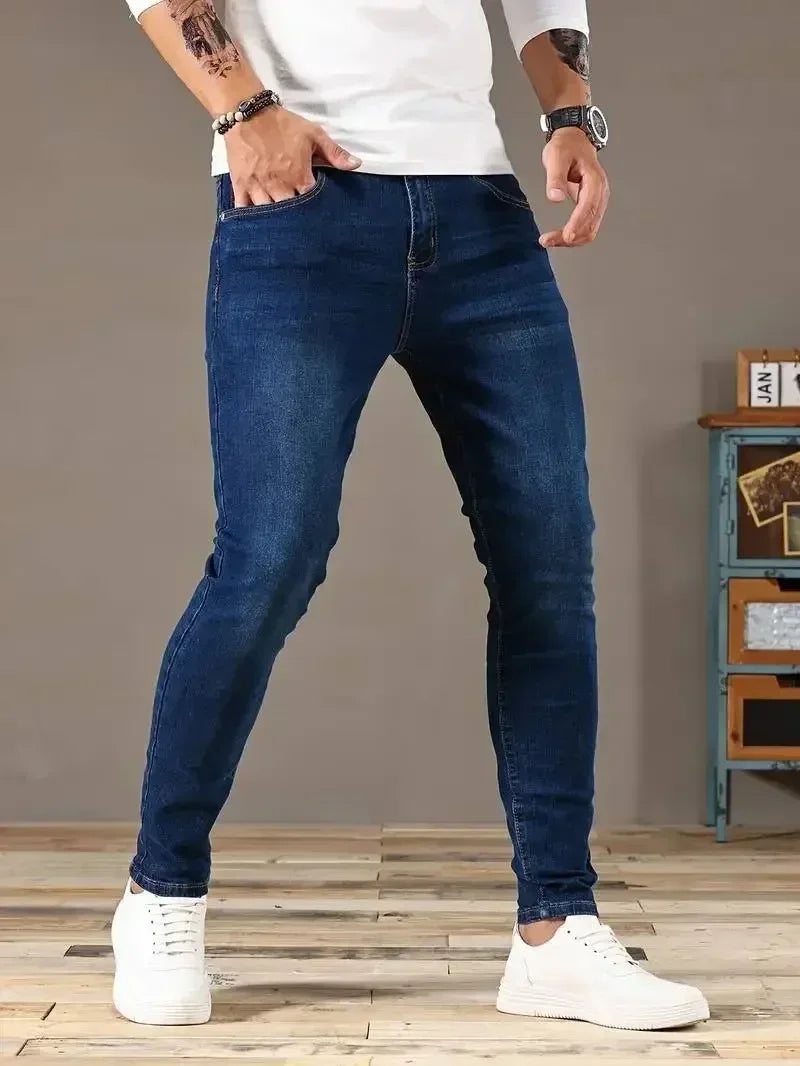 Jean Skinny Décontracté Homme — Polyvalent Coupe Ajustée Poche