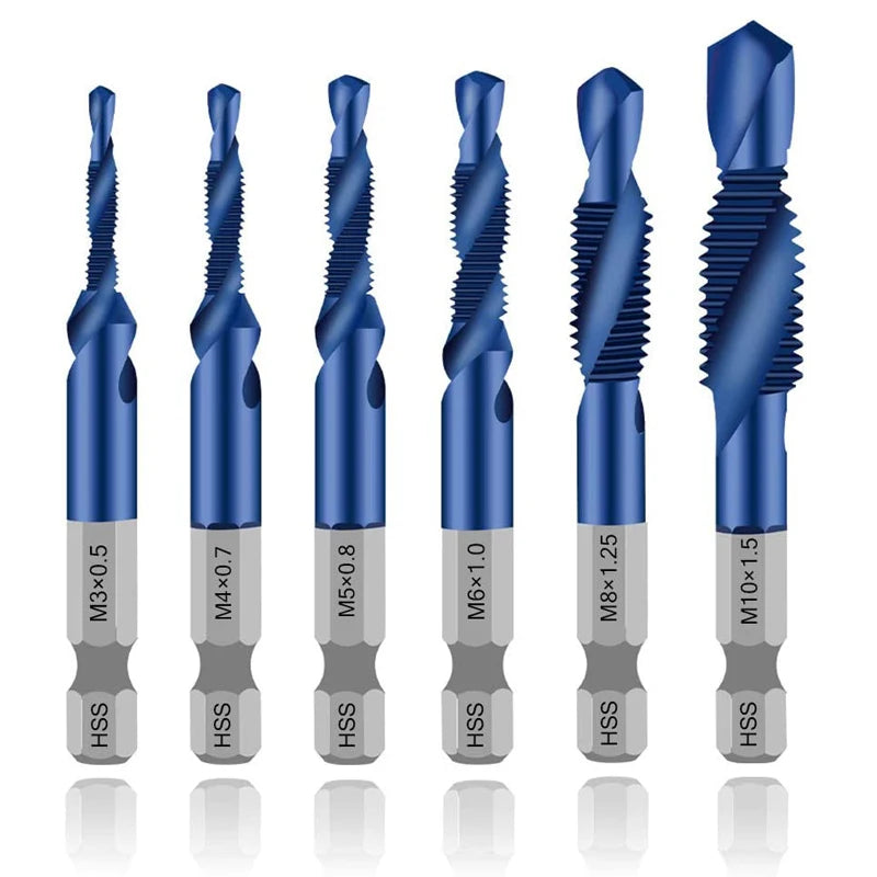 Brocas MeaccelerTap de titanio, vástago hexagonal, rosca de tornillo HSS, máquina de tornillos, macho de roscar compuesto, M3, M5, M6, M8, M10, herramientas manuales