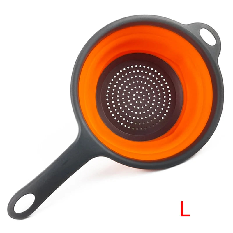 LMETJMA Colador plegable de silicona con mango, escurridor de cocina plegable para pasta, verduras, frutas JT111