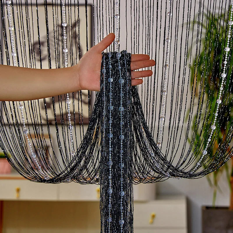 Rideaux à cordes perlées en cristal, 100cm x 200cm, pour salon, porte, mur, fenêtre, écran, gland