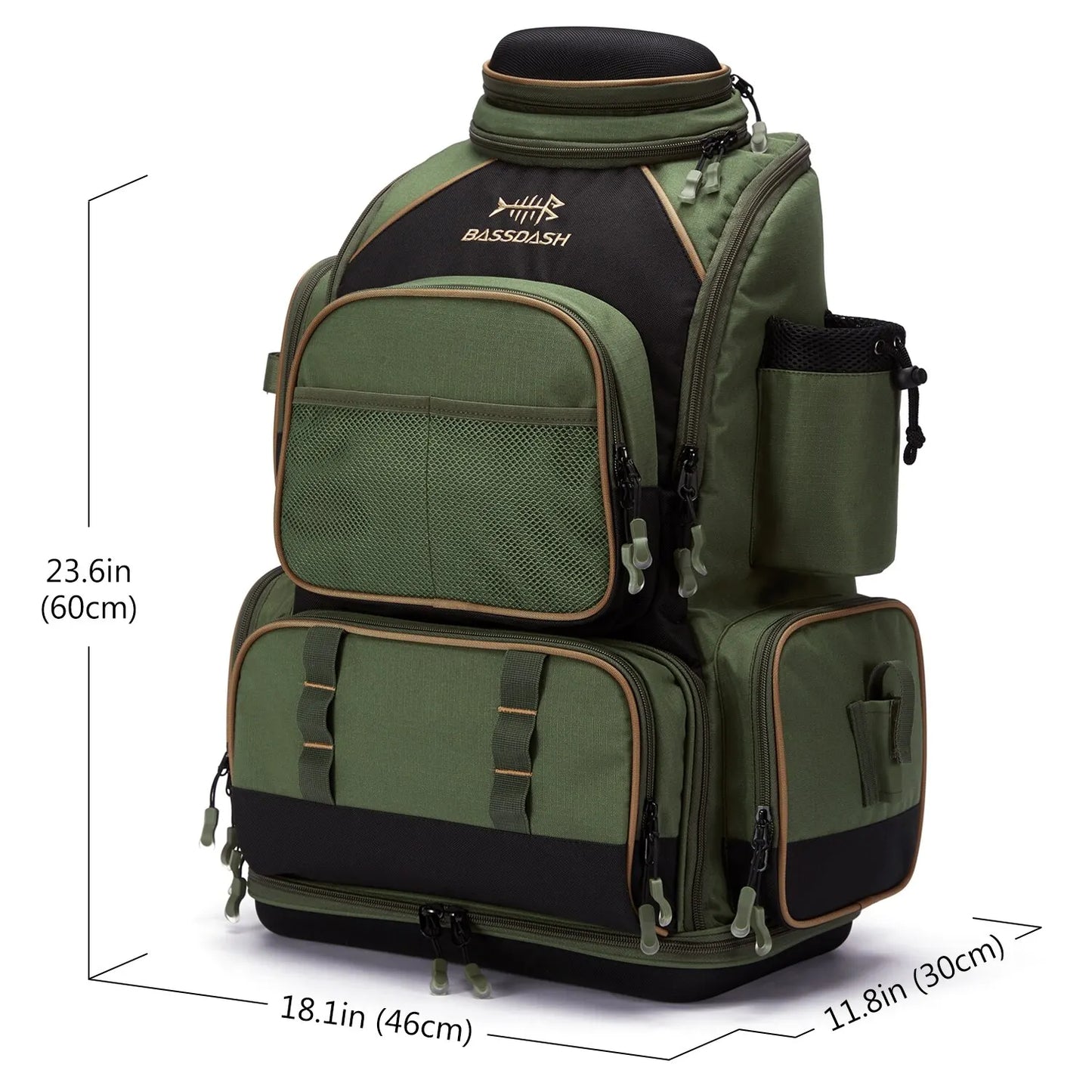 Bassdash Multifonctionnel De Pêche Sac À Dos Léger Tactique Doux S'attaquer Boîte avec Housse De Protection Pluie