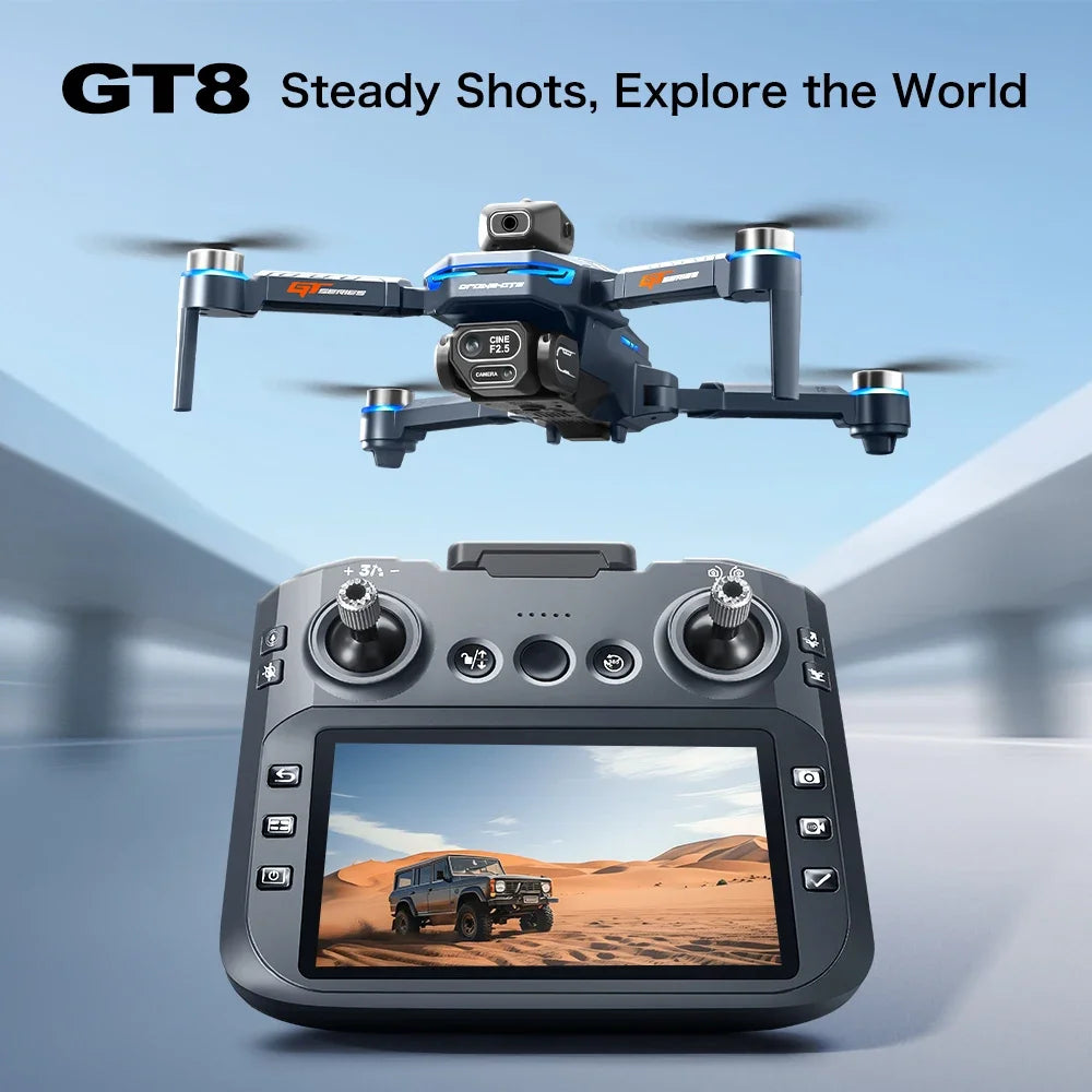 Drone GPS 8K professionnel — double caméra, moteur brushless, maintien d'altitude, quadricoptère pliable RC