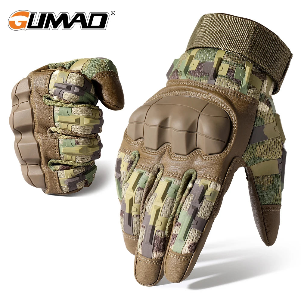 Gants de cyclisme en cuir PU pour écran tactile, tactique Airsoft, chasse, tir, randonnée, vélo, Sport de plein air, équitation, protection pour hommes