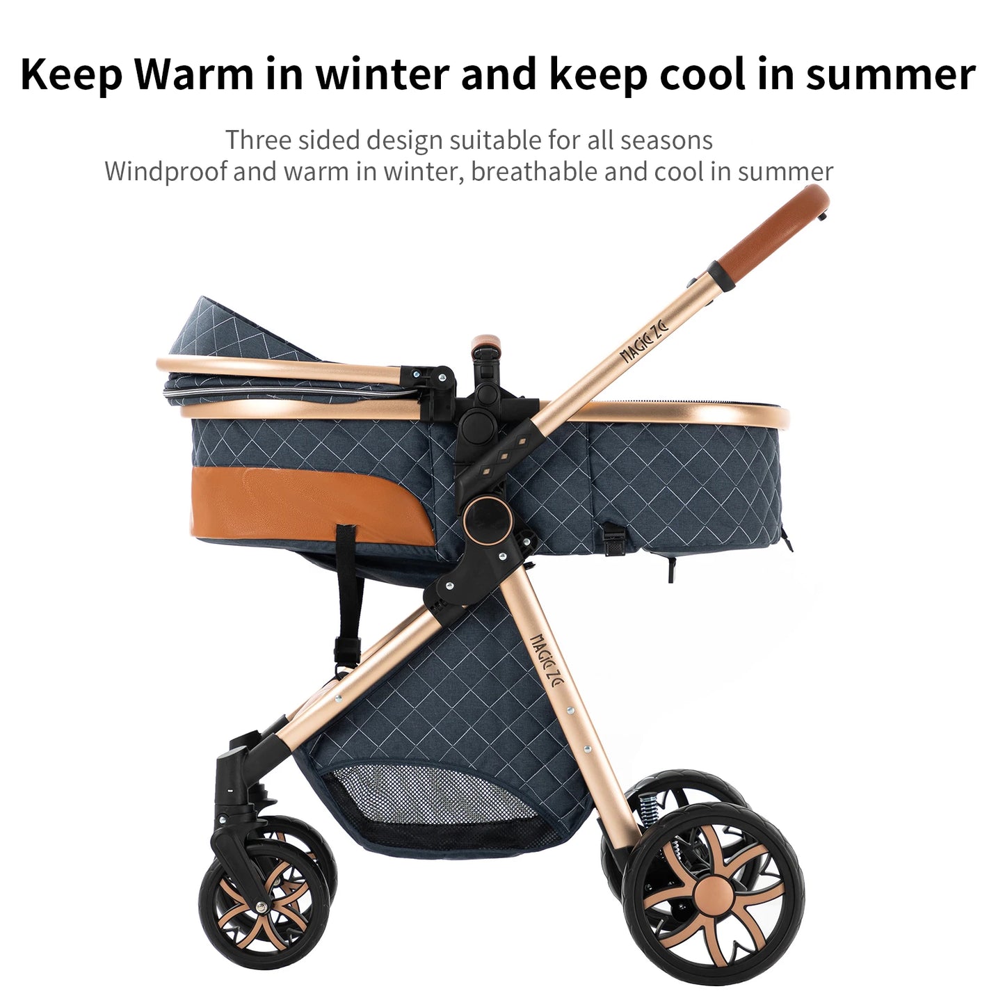 Poussette Bébé 2 en 1 Nouveau-Né — Chariot Landau 4 Roues Accessoires