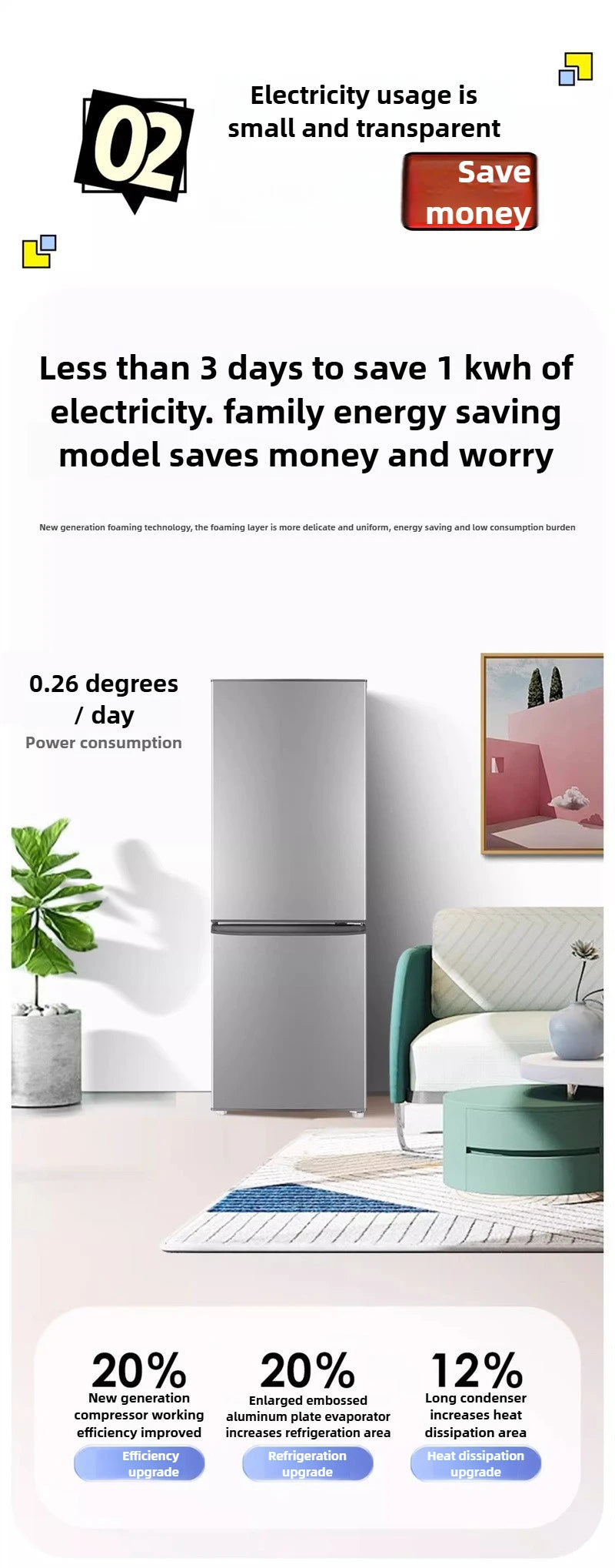 Refrigerador de primera clase, de bajo consumo energético, sin escarcha, congelador de gran capacidad de doble puerta, refrigerador para habitaciones de alquiler Z