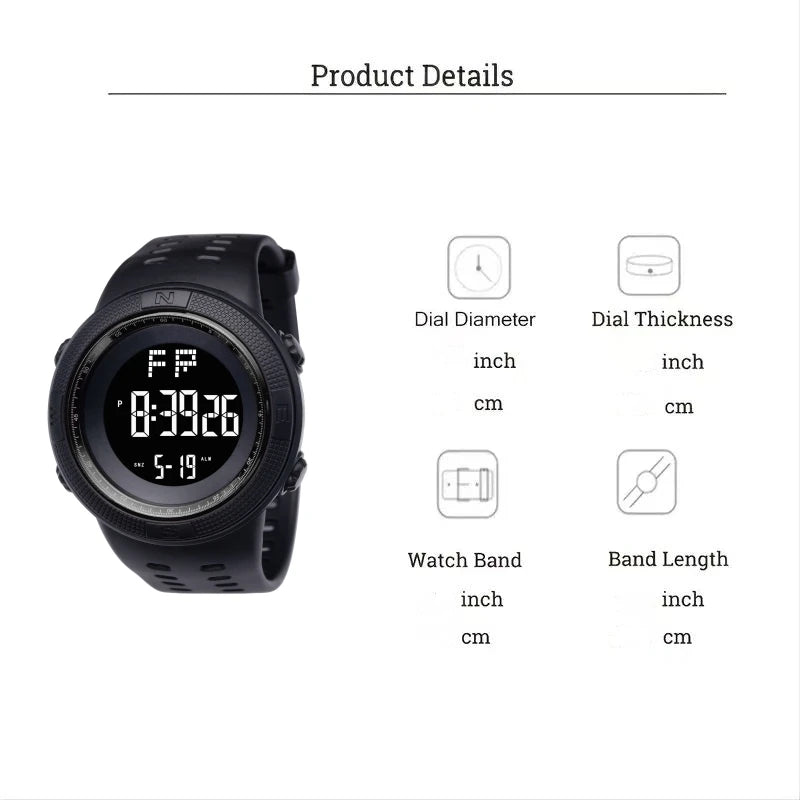 Montre Numérique Militaire Multifonction Homme — Lumineux Étudiant Sport