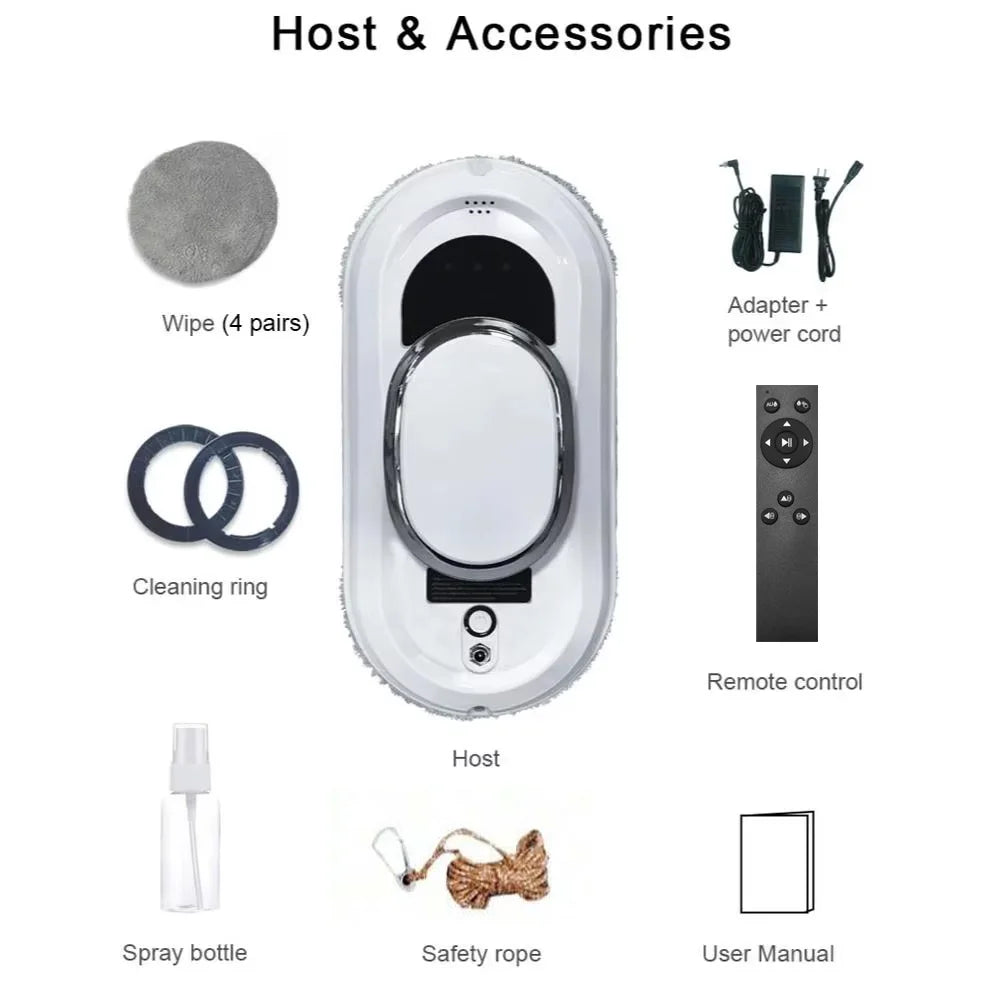 Robot nettoyeur de vitres intelligent — aspirateur, électrique, télécommande, maison (v2)