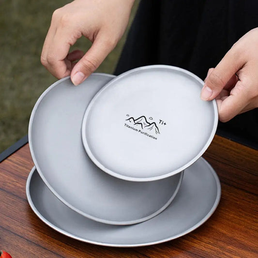 Camping Plaque de camping ultra légère en titane |   Vaisselle de salle à manger extérieure empilable |   Pour sac à dos randonnée pique-nique barbecue